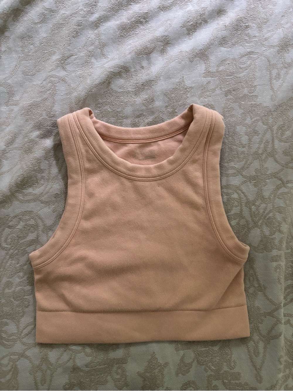 Sleeveless Ribbed Tank Top in Blush - Women's Cropped Tank